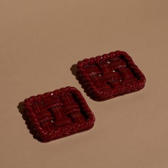 Red Ceramic Pair Of Dishes