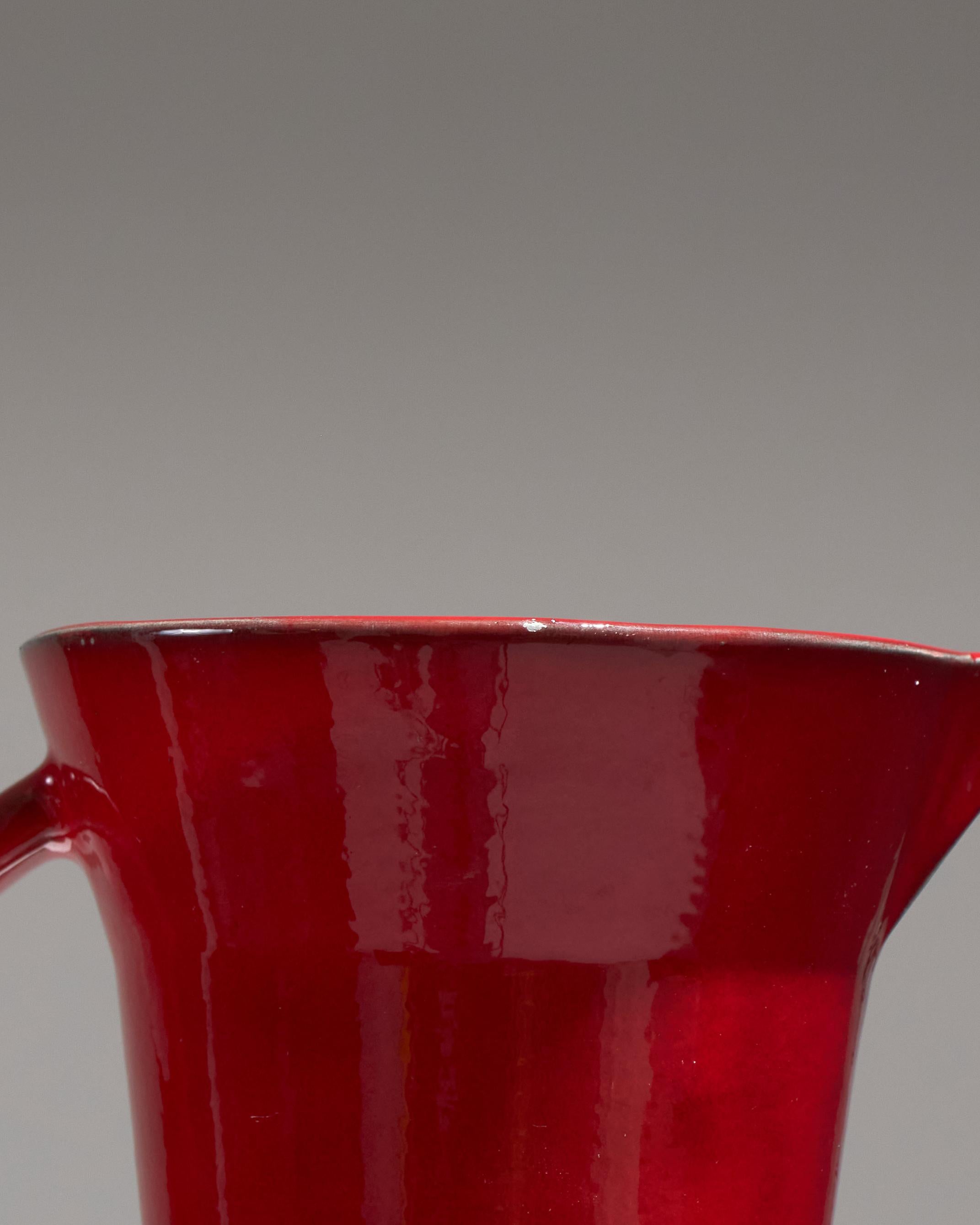 Red Ceramic Pitcher, Olivier Gagnère, Vallauris, 1990s en venta 1