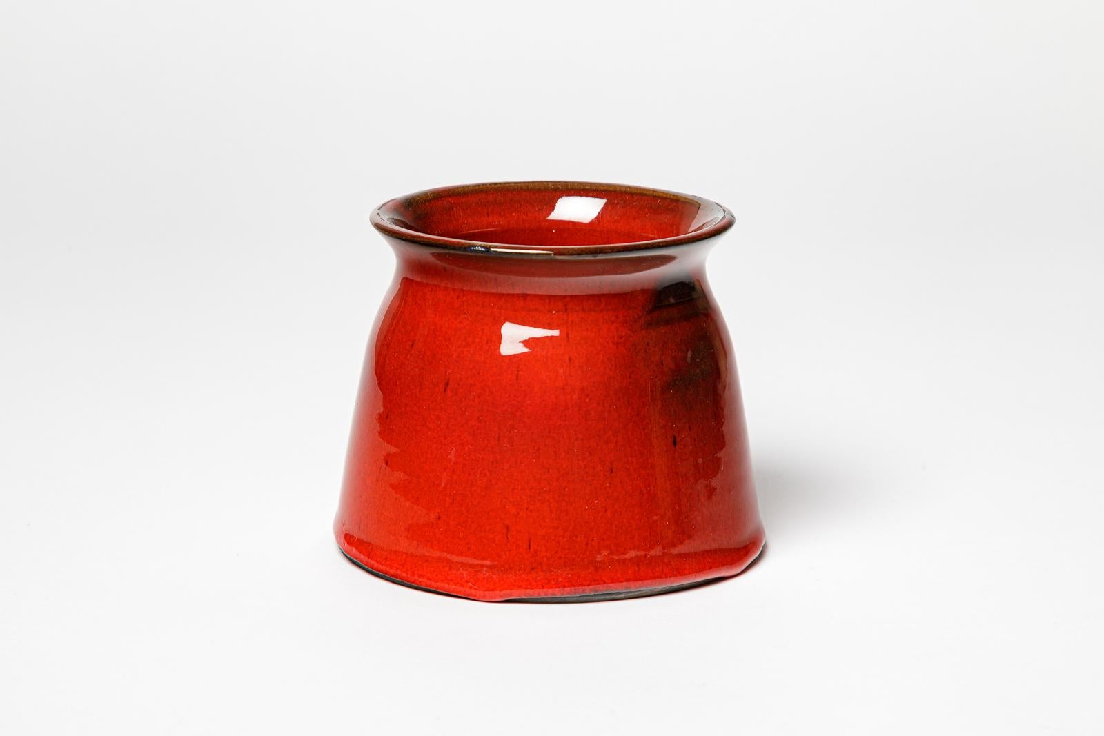 Mid-Century moderno Vaso in ceramica rossa di Gerard Hoffmann design Vallauris 1960 in vendita