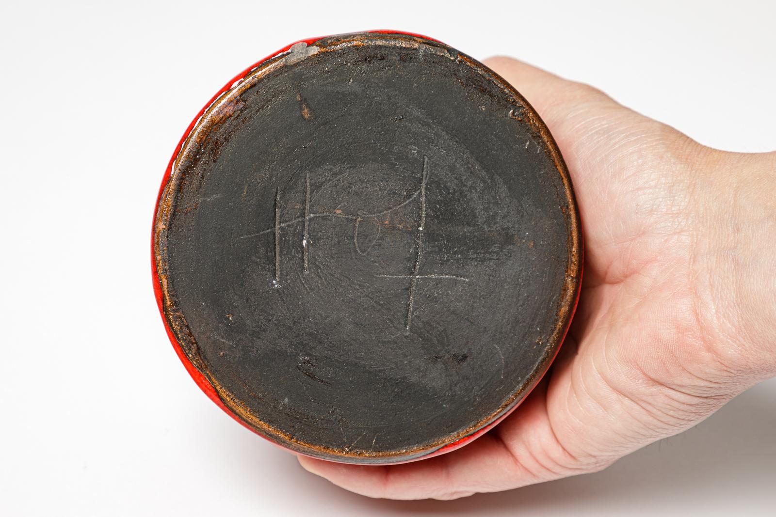 XX secolo Vaso in ceramica rossa di Gerard Hoffmann design Vallauris 1960 in vendita