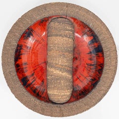 Aplique redondo de cerámica roja Fat Lava, Dinamarca 1970