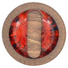 Red Ceramic Round Wall Light Fat Lava, Denmark 1970