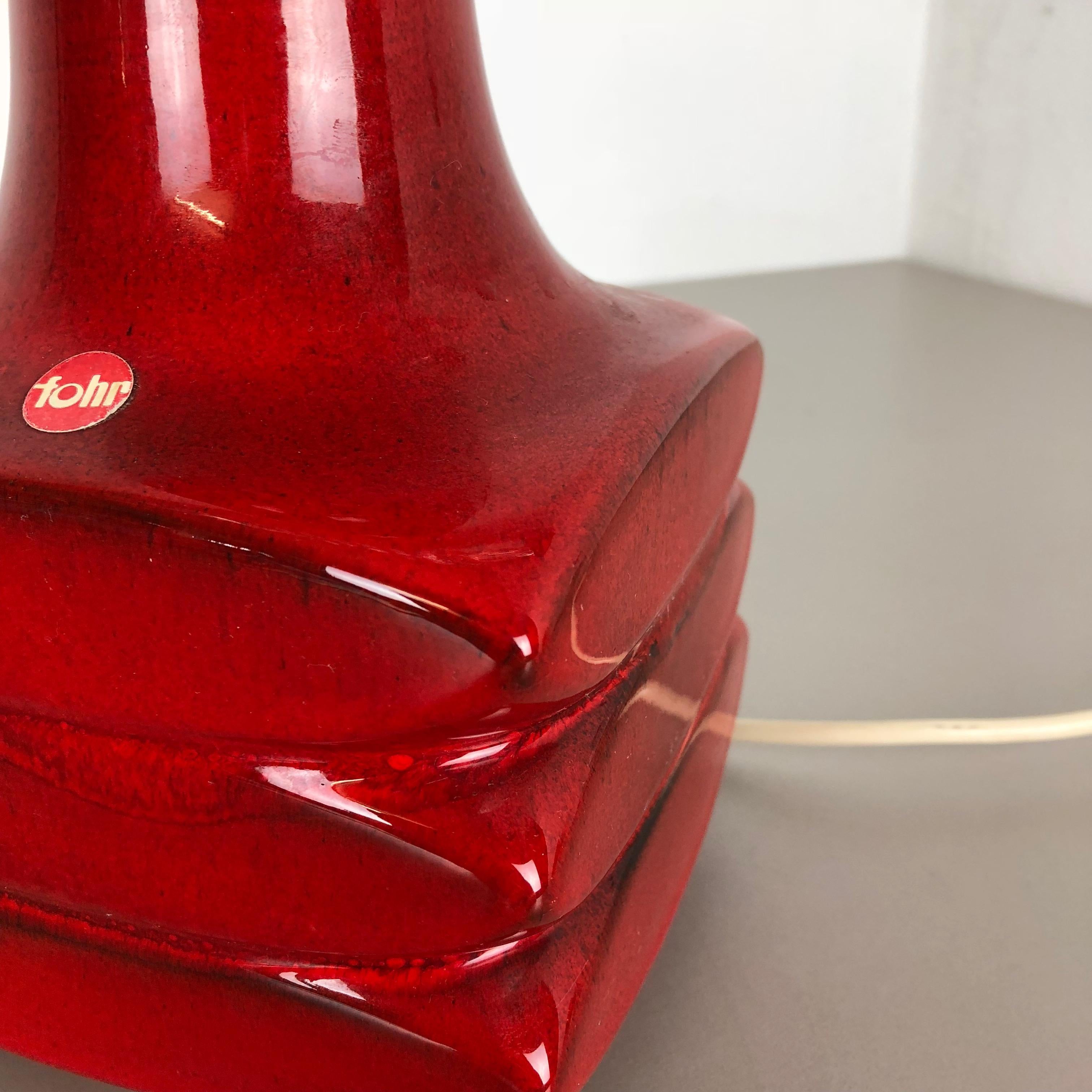 Red Ceramic Studio Pottery Table Light by Cari Zalloni for Fohr, Germany 1970s For Sale 6
