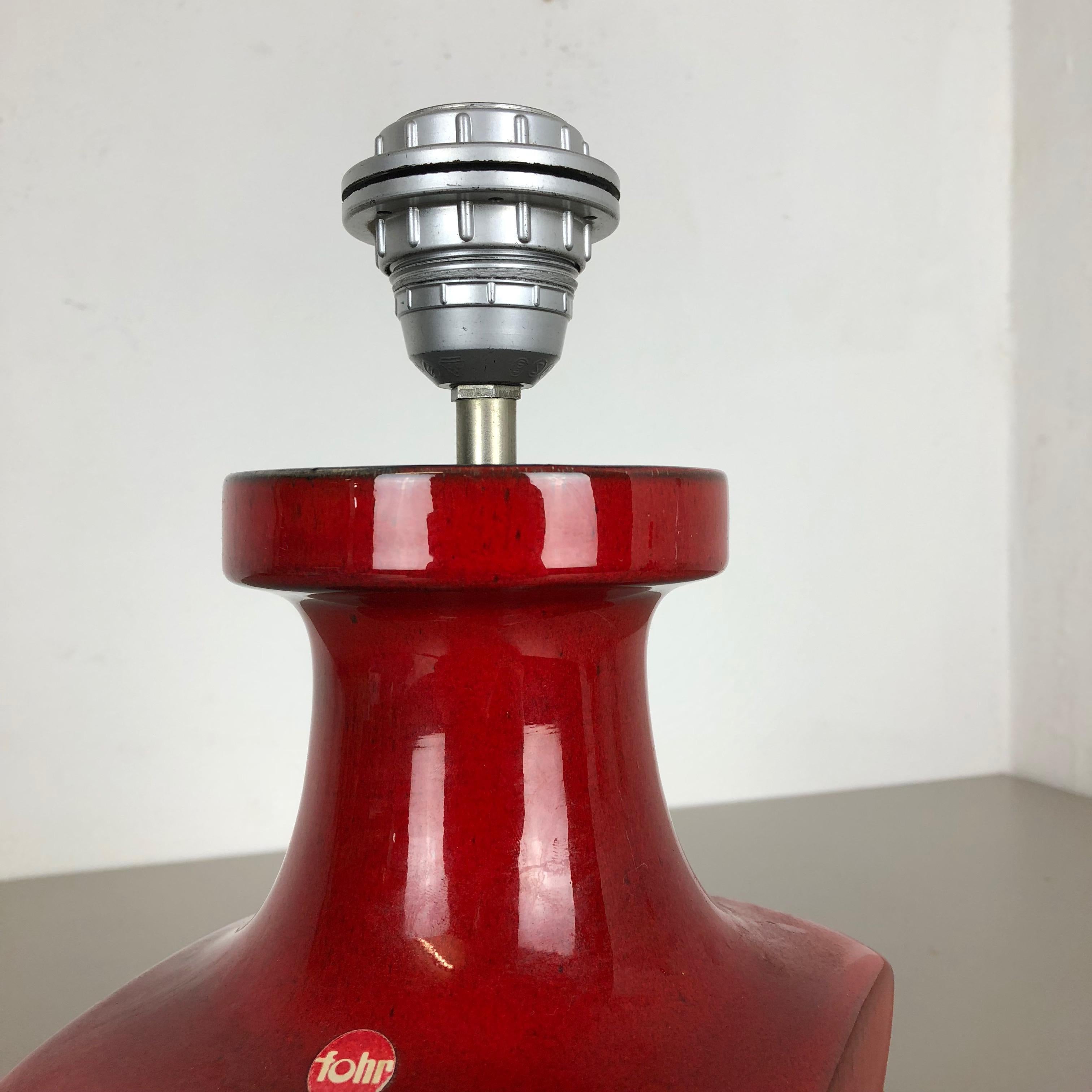 Lampe de table en céramique rouge Studio Pottery de Cari Zalloni pour Fohr, Allemagne, années 1970 en vente 6