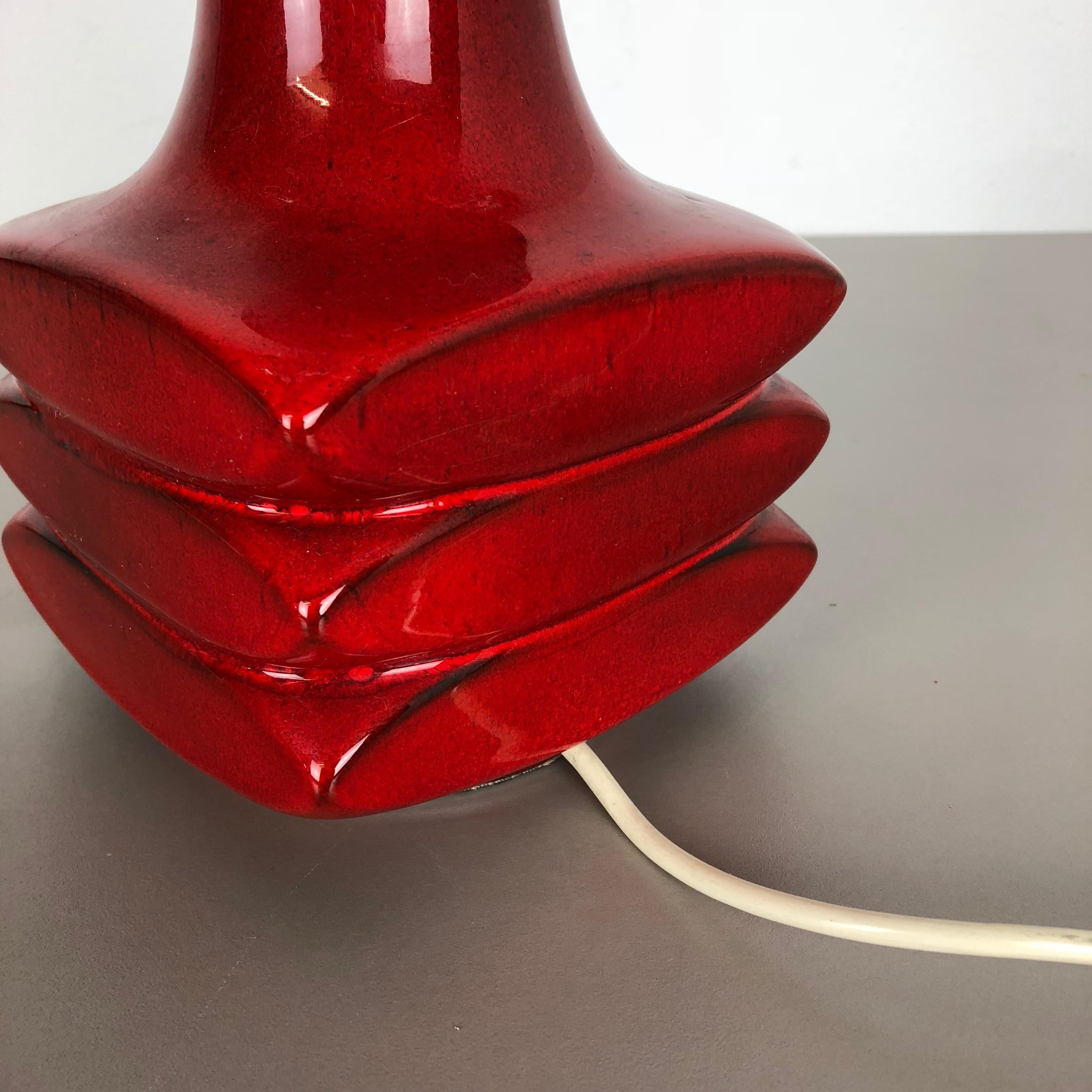 Red Ceramic Studio Pottery Table Light by Cari Zalloni for Fohr, Germany 1970s For Sale 9