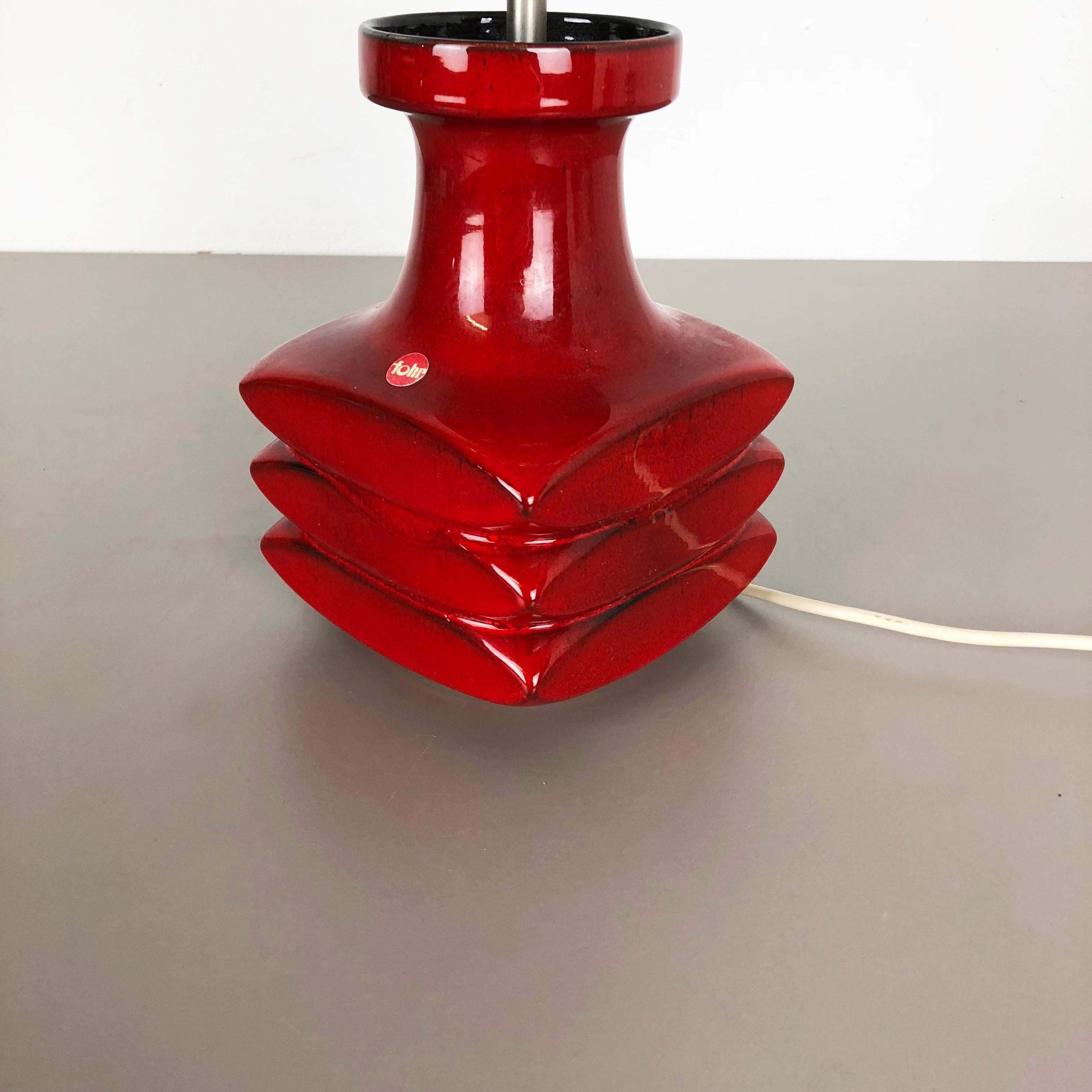 Mid-Century Modern Red Ceramic Studio Pottery Table Light by Cari Zalloni for Fohr, Germany 1970s For Sale