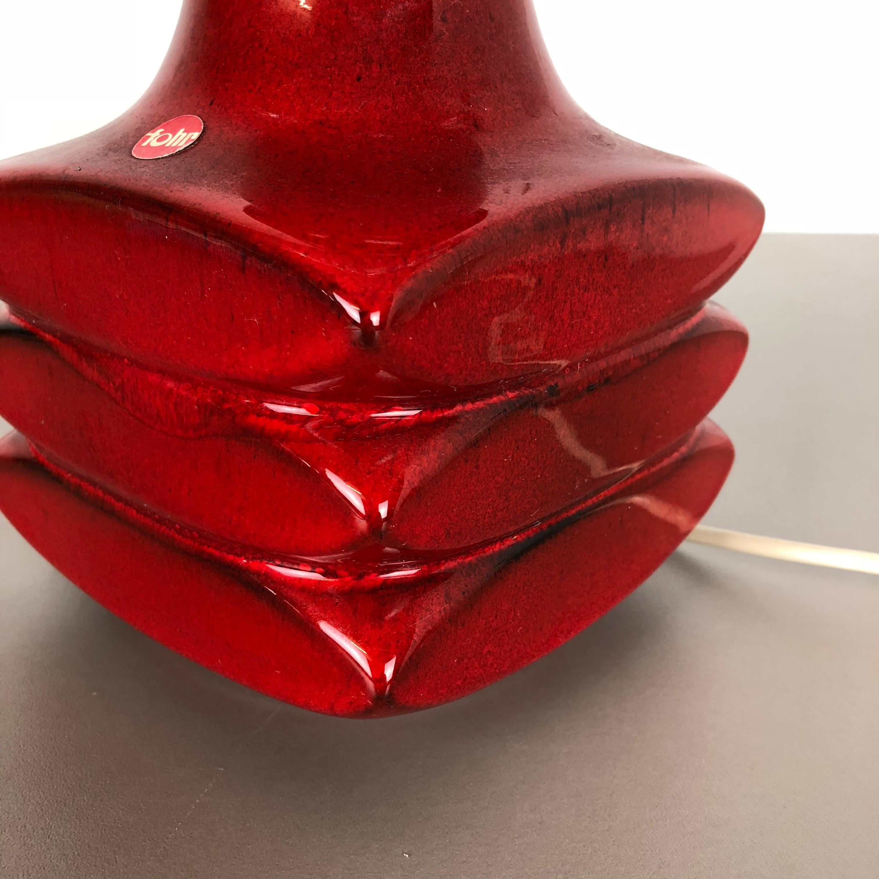 20th Century Red Ceramic Studio Pottery Table Light by Cari Zalloni for Fohr, Germany 1970s For Sale