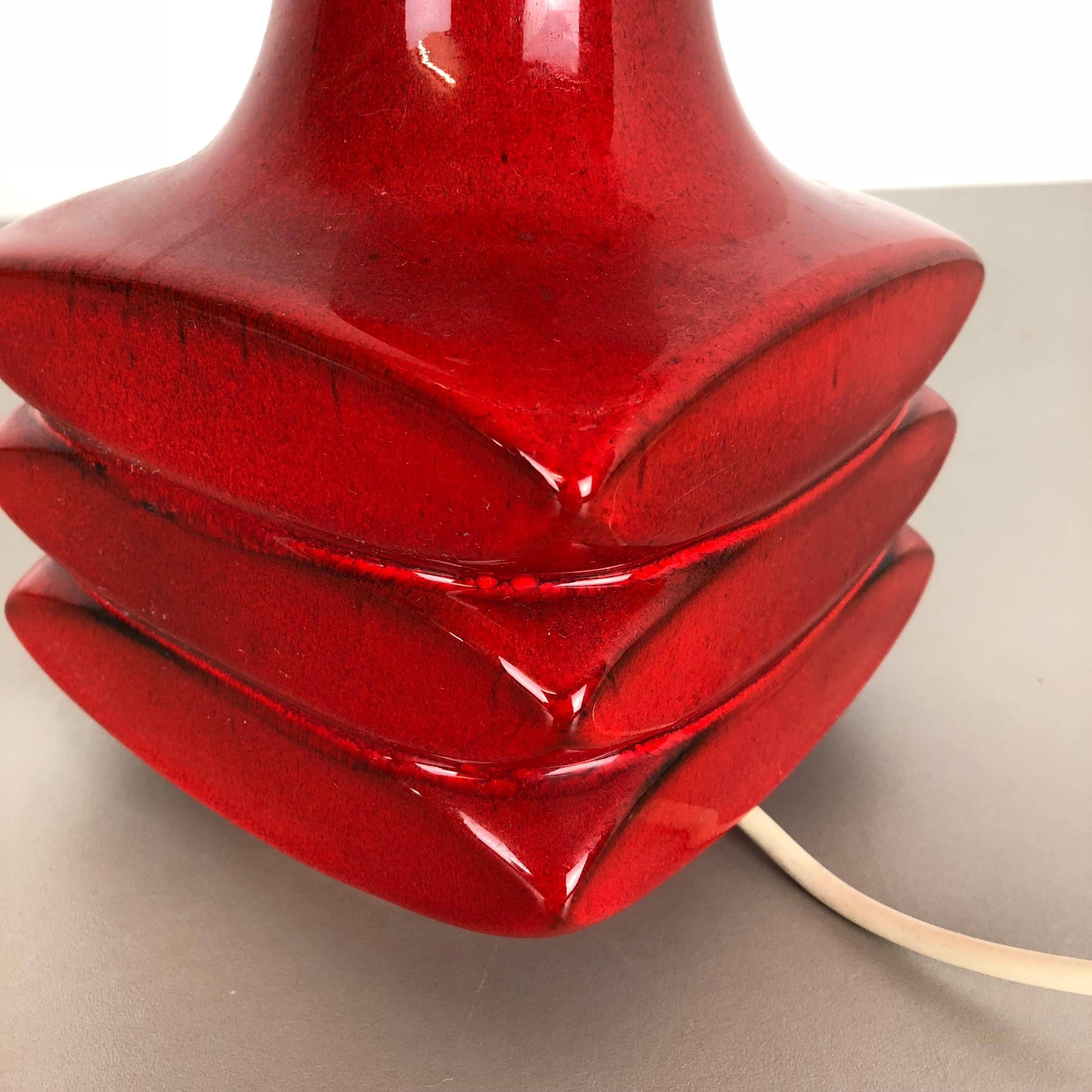Rote Keramik-Tischleuchte aus Studiokeramik von Cari Zalloni für Fohr, Deutschland 1970er Jahre im Angebot 2