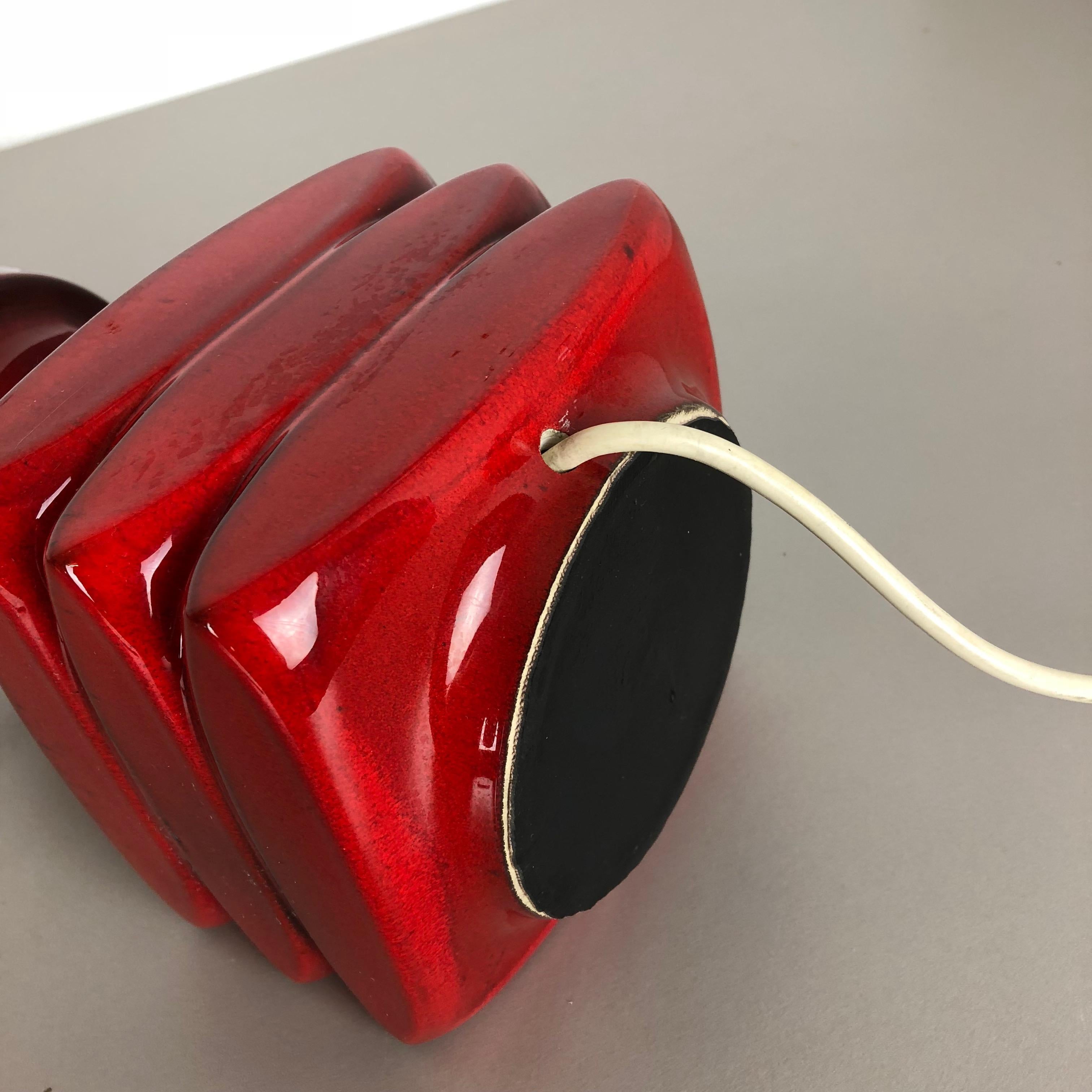 Red Ceramic Studio Pottery Table Light by Cari Zalloni for Fohr, Germany 1970s For Sale 3