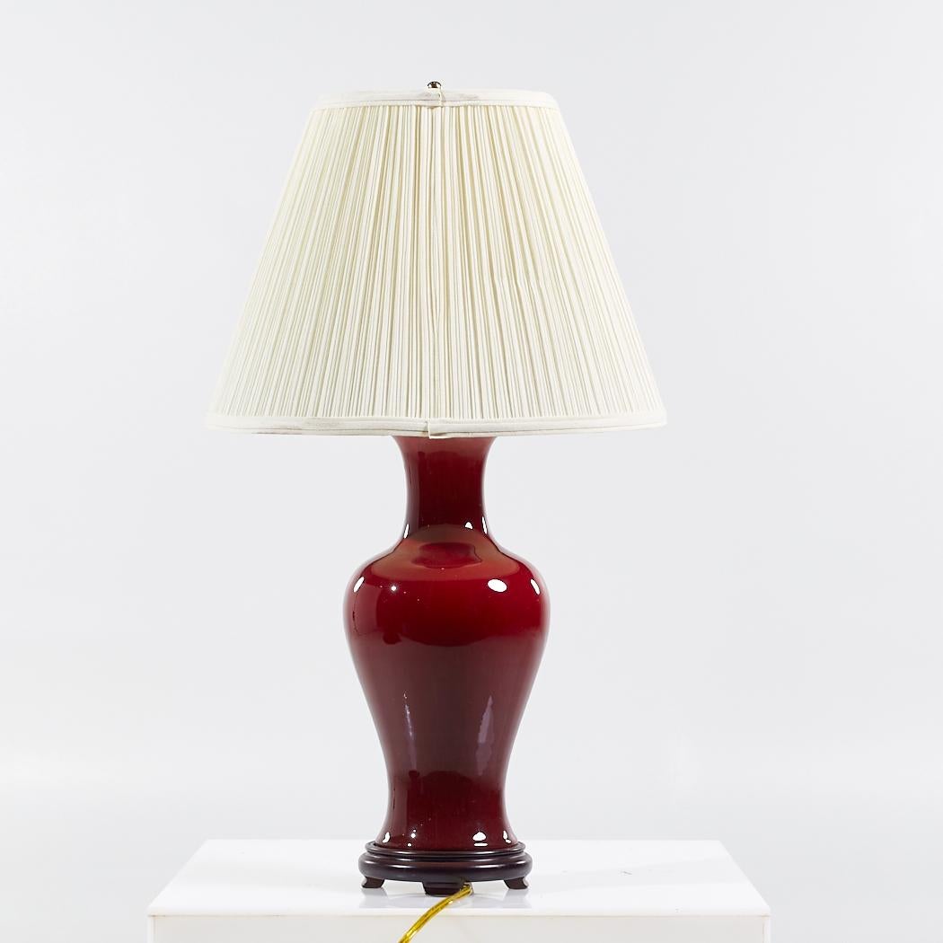American Red Ceramic Table Lamp For Sale
