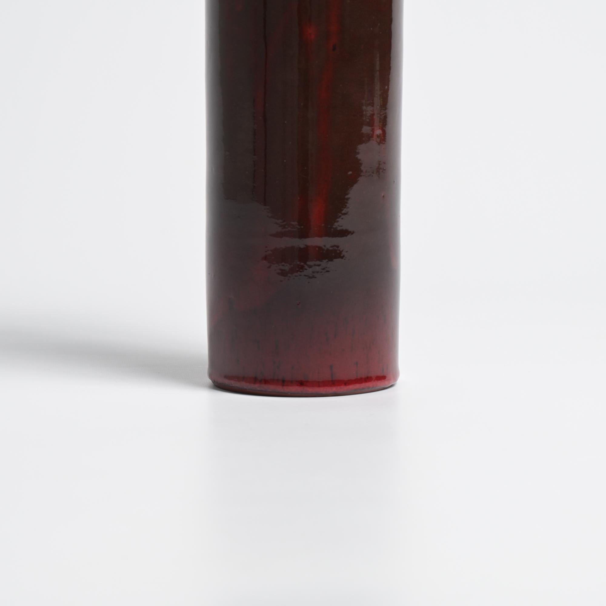 Red Ceramic Vase by Perignem For Sale 10