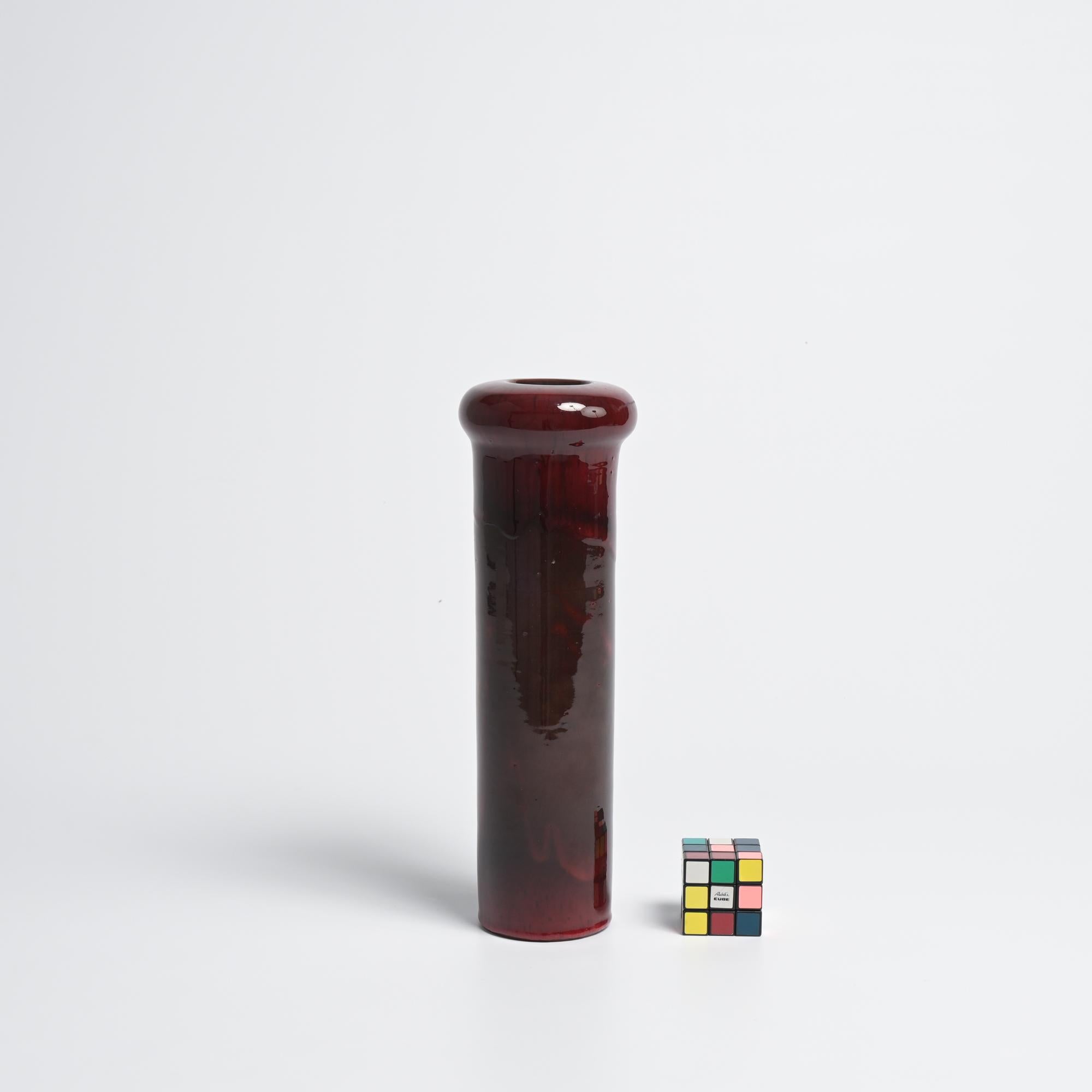 Belgian Red Ceramic Vase by Perignem For Sale