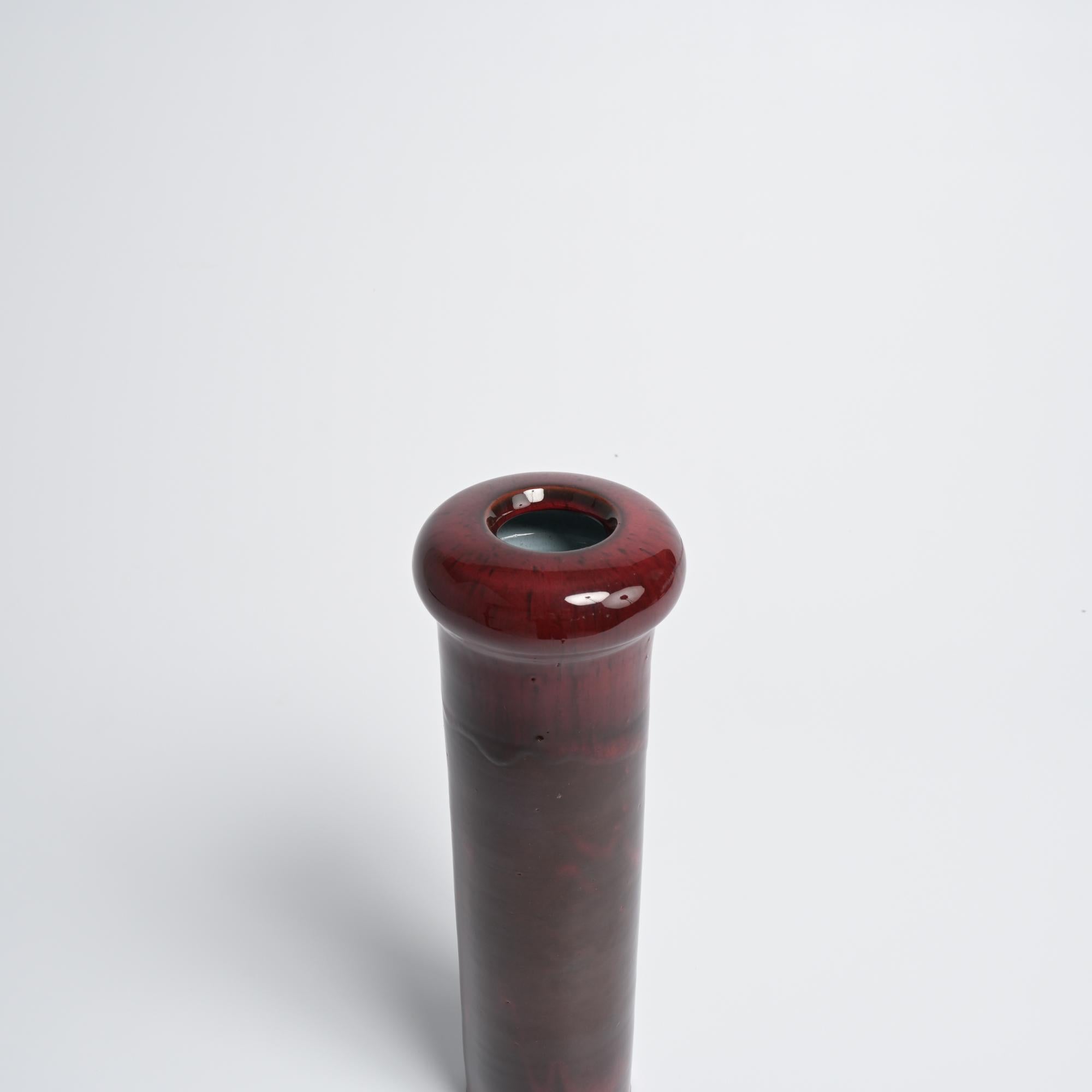 Mid-20th Century Red Ceramic Vase by Perignem For Sale