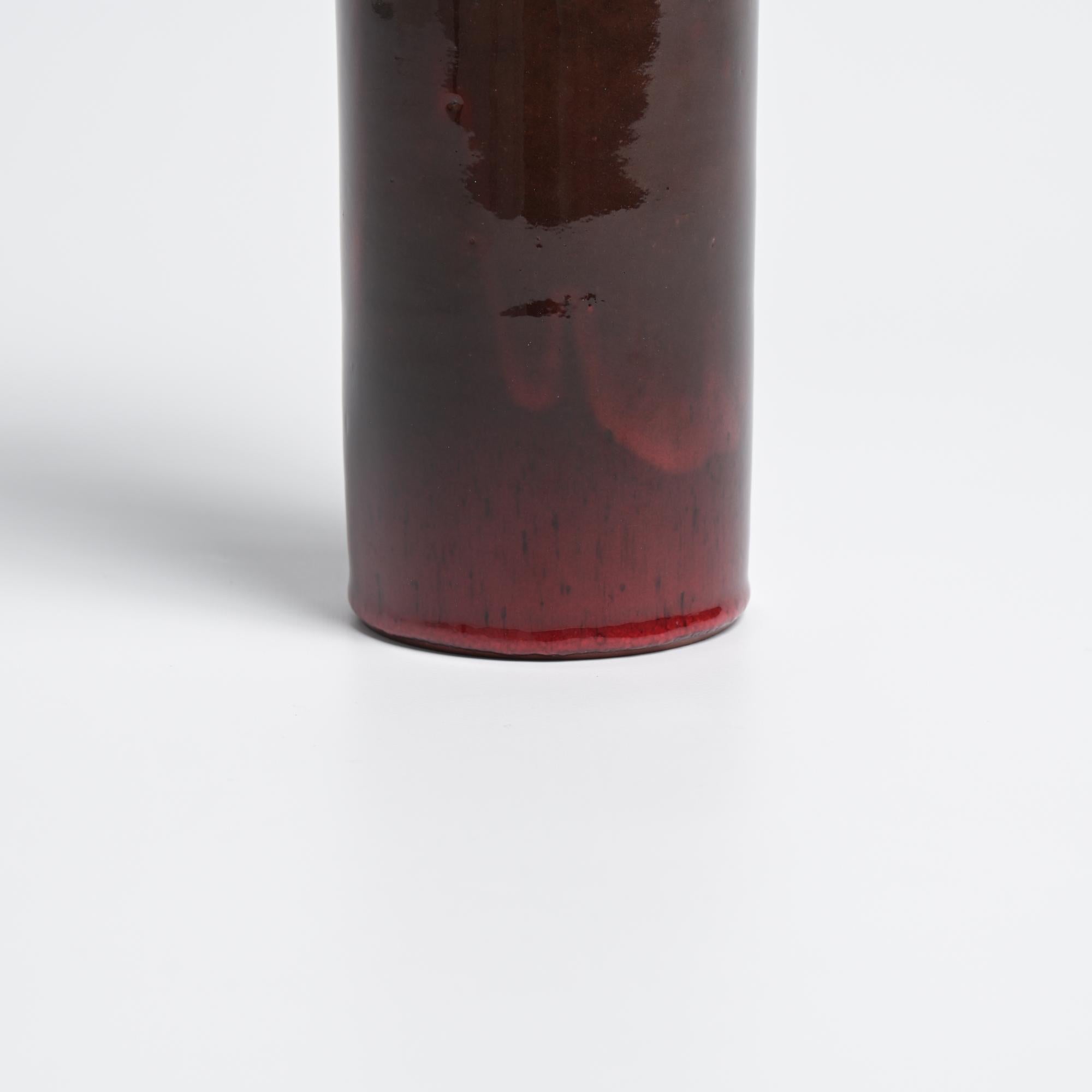 Red Ceramic Vase by Perignem For Sale 1