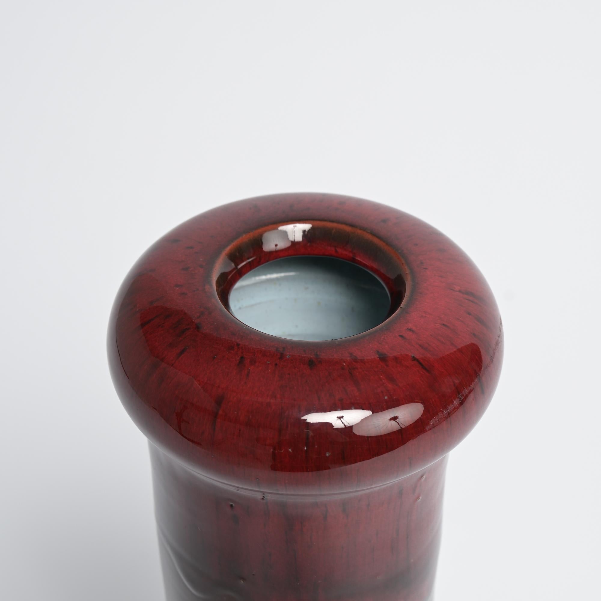 Red Ceramic Vase by Perignem For Sale 3