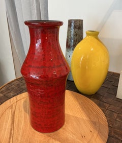 Red Ceramic Vase, German Design, 1960s, Manufactured By Scheurich