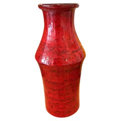Red Ceramic Vase, German Design, 1960s, Manufactured By Scheurich