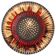Red Ceramic Wall Light Flush Mount, Denmark, 1970