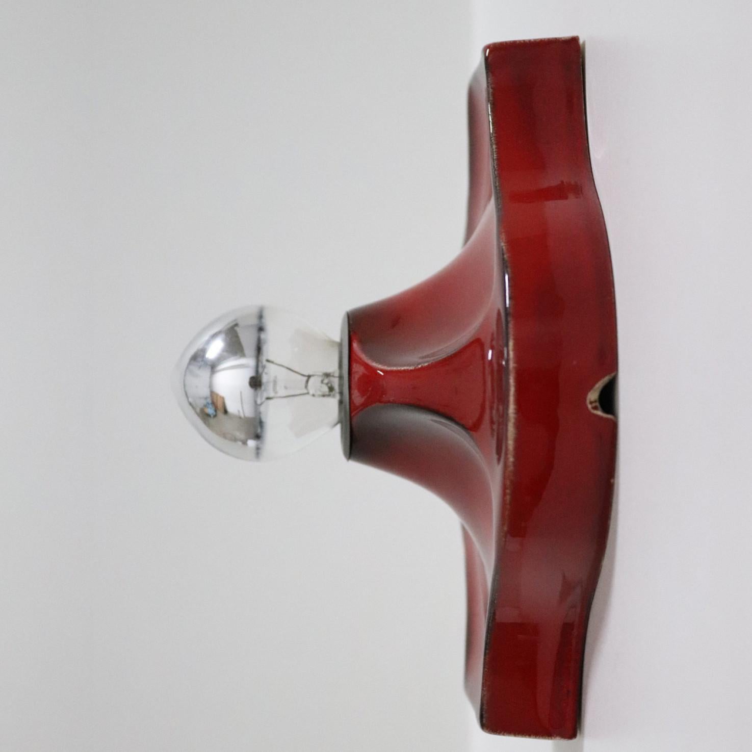 Red Ceramic Wall Lights by Hustadt Keramik, Germany, 1970 For Sale 9