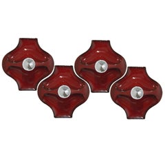 Red Ceramic Wall Lights by Hustadt Keramik, Germany, 1970