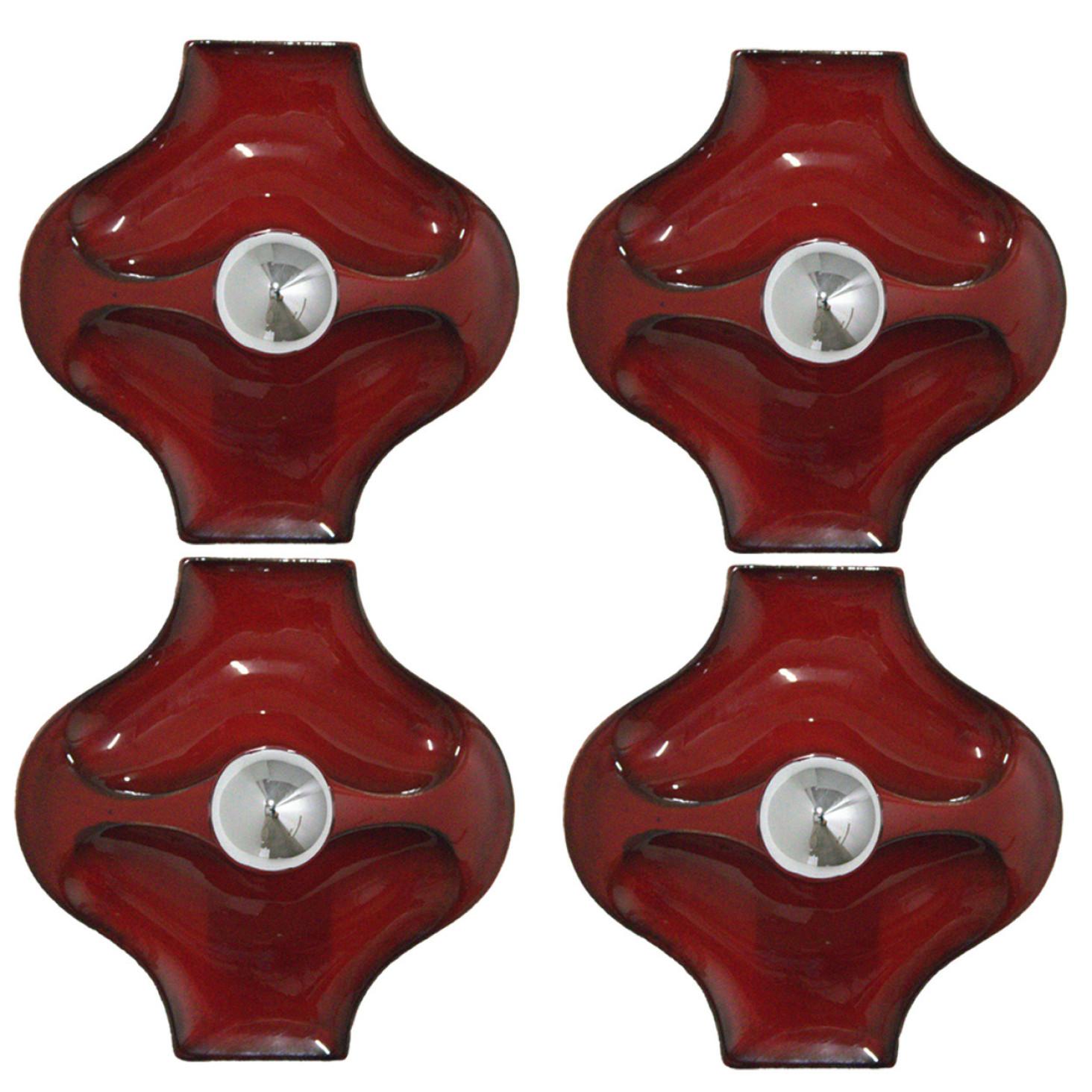 Appliques en céramique rouge de Hustadt Keramik, Allemagne, 1970 Bon état - En vente à Rijssen, NL