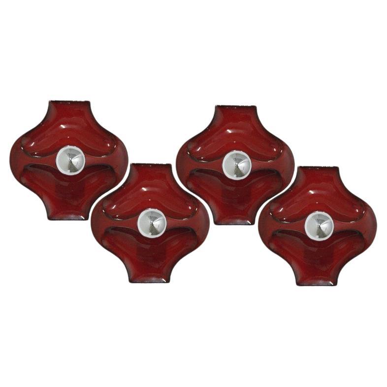 Red Ceramic Wall Lights by Hustadt Keramik, Germany, 1970 For Sale