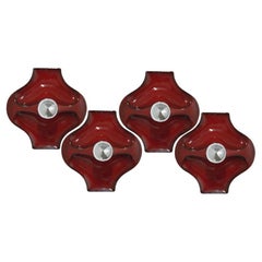 Vintage Red Ceramic Wall Lights by Hustadt Keramik, Germany, 1970