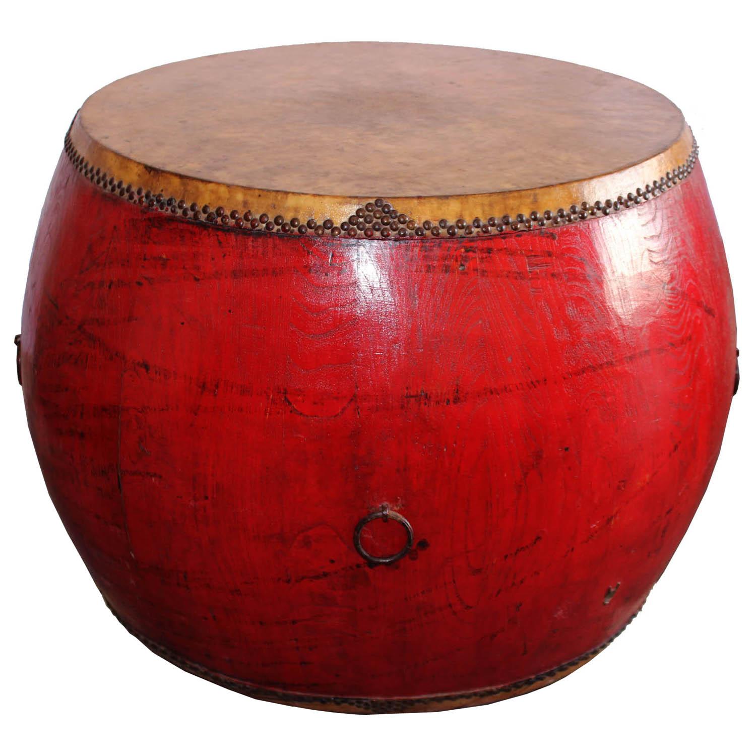 Chinese Red Ceremonial Drum