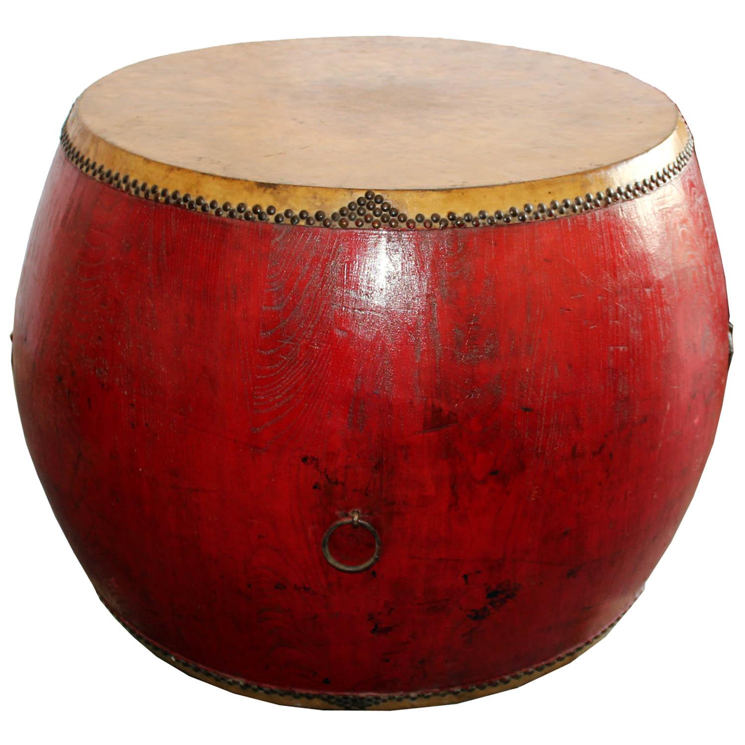 Red Ceremonial Drum In Good Condition In San Francisco, CA