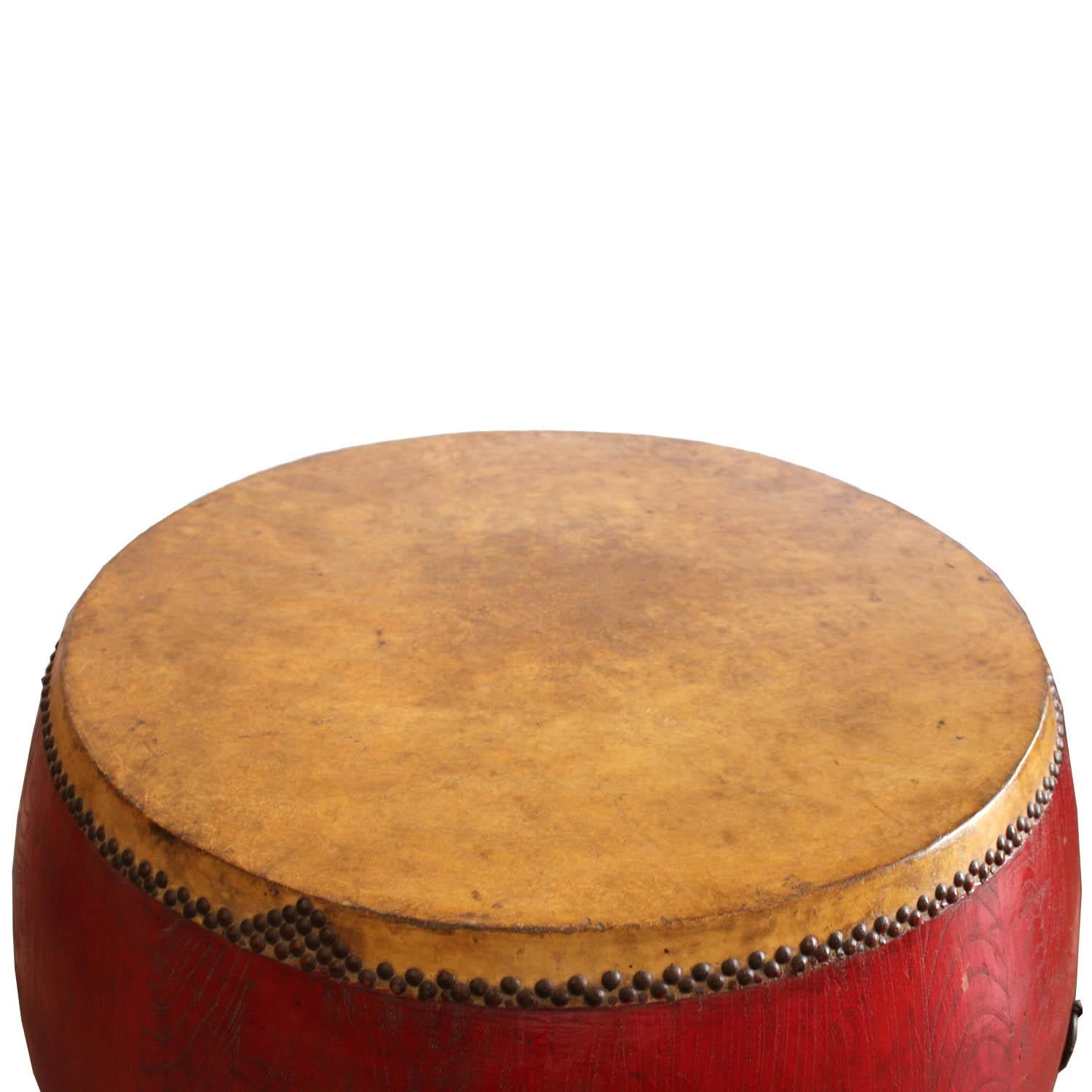 Early 20th Century Red Ceremonial Drum