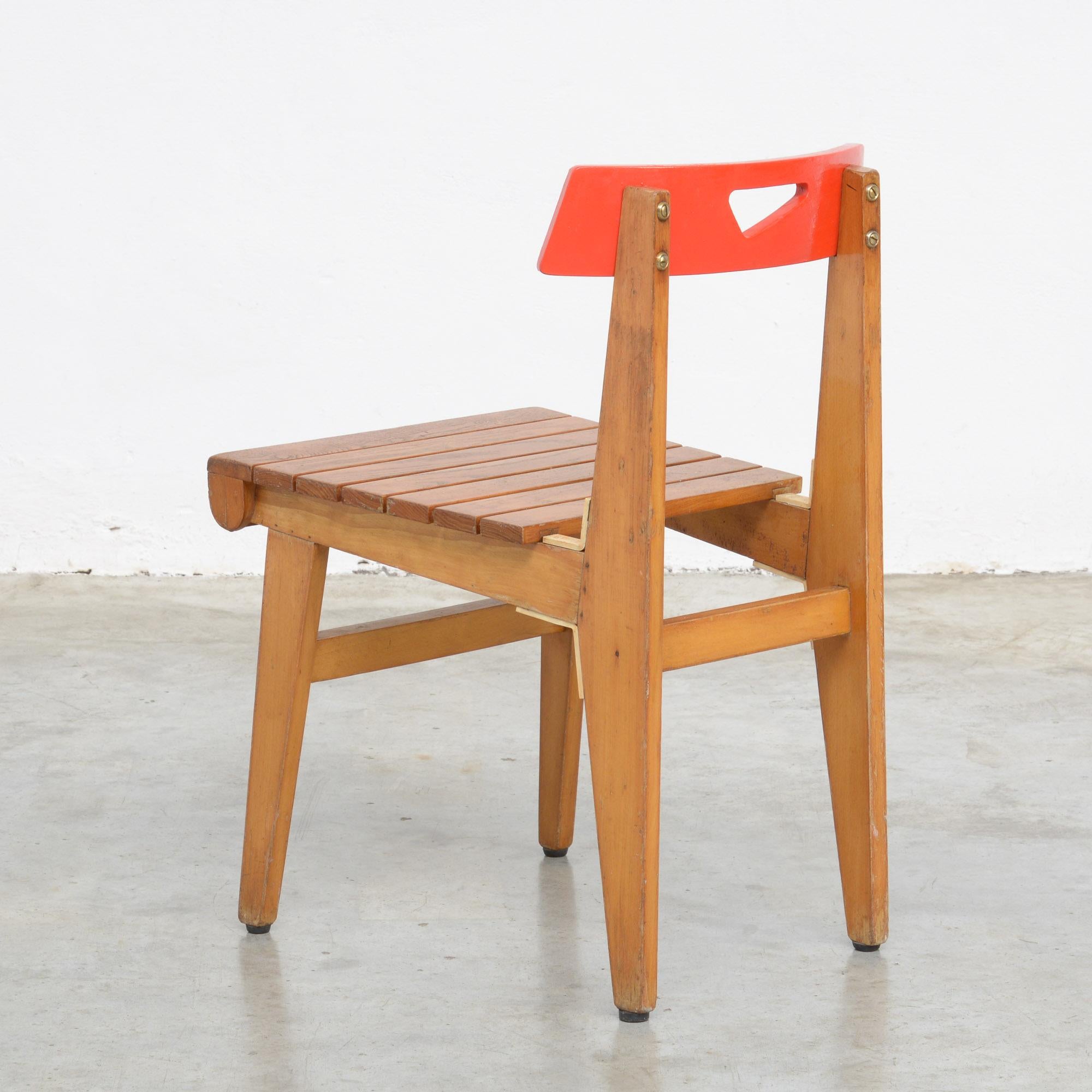 Belgian Red chair A by Lucien Engels, 1957