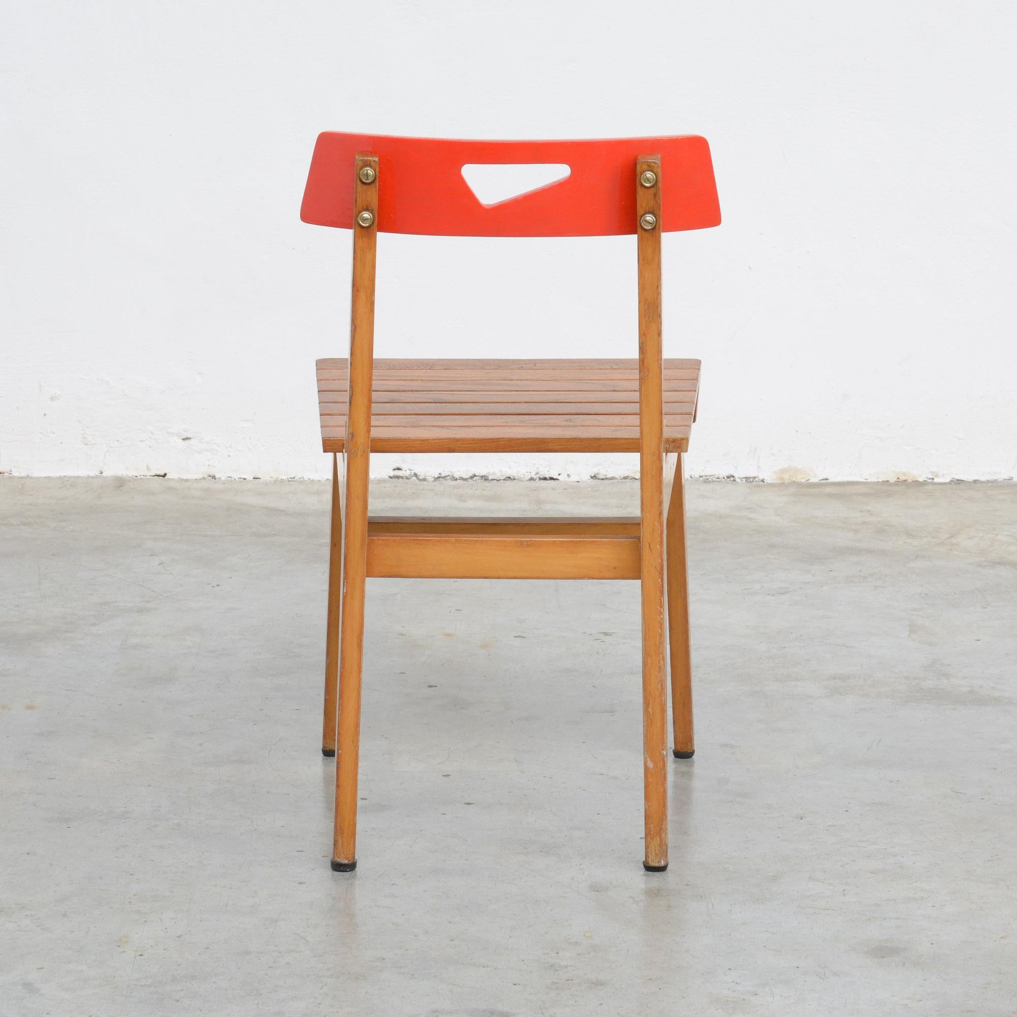 Red chair A by Lucien Engels, 1957 In Good Condition In Vlimmeren, BE