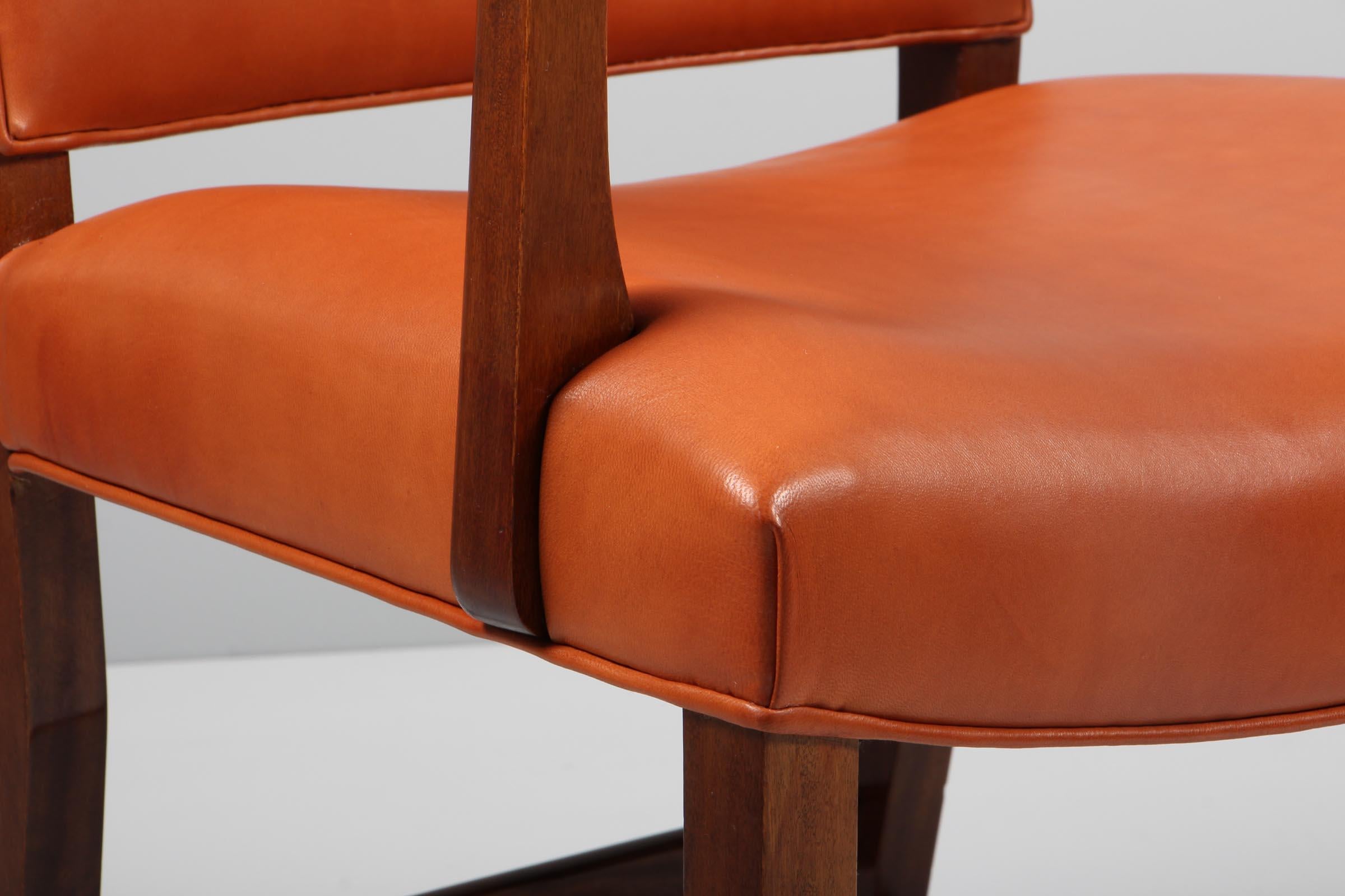 Danish Red Chair by Kaare Klint for Rud Rasmussen, Mahogany and Goat Leather