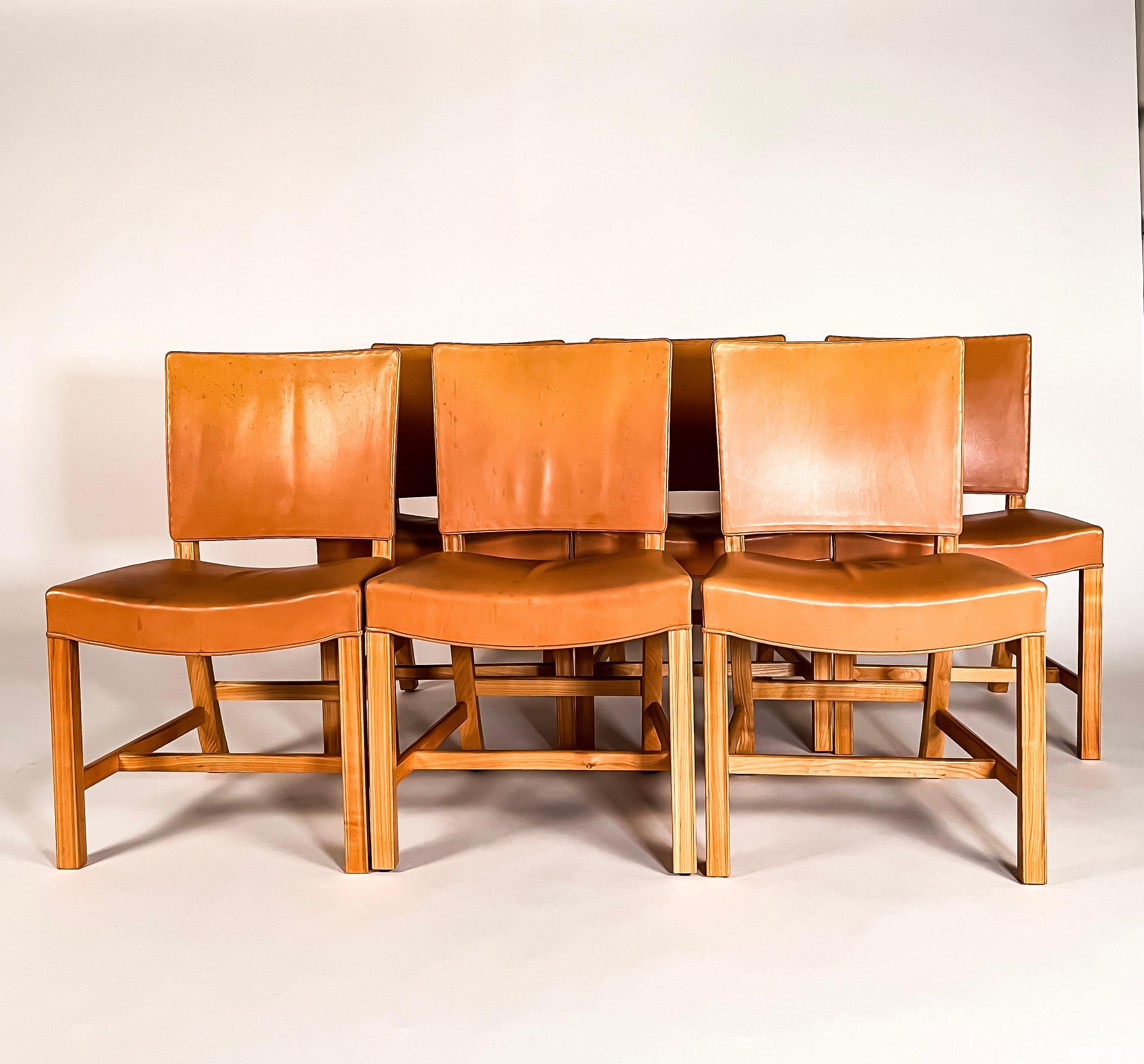 20th Century Red Chairs, a Set of Six by Kaare Klint