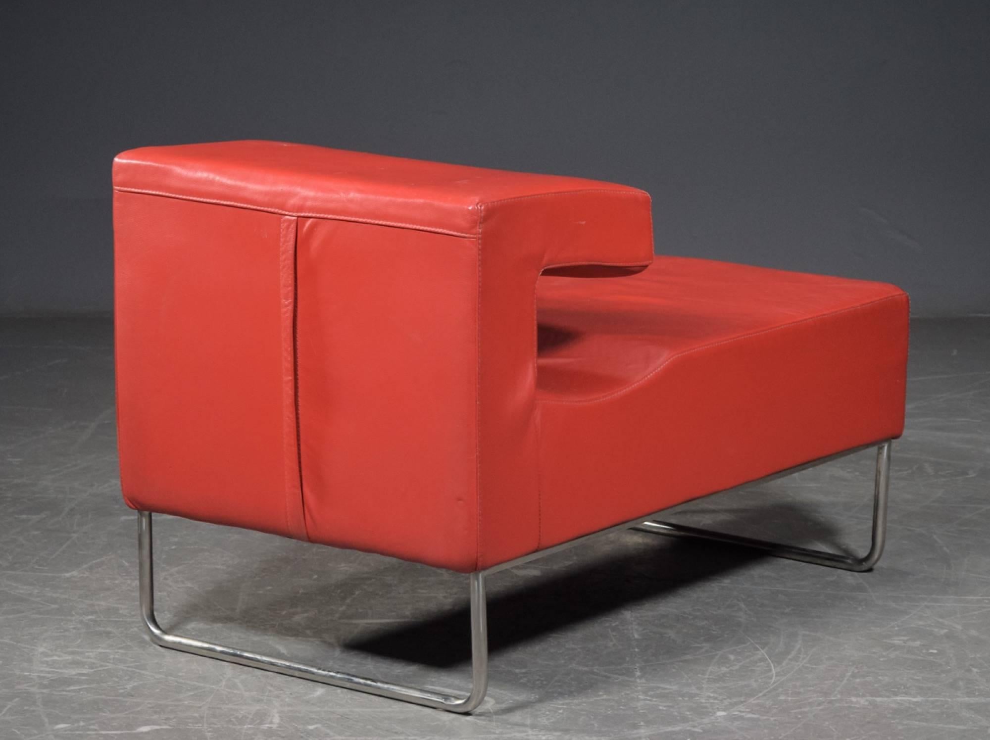 red leather chaise lounge chair