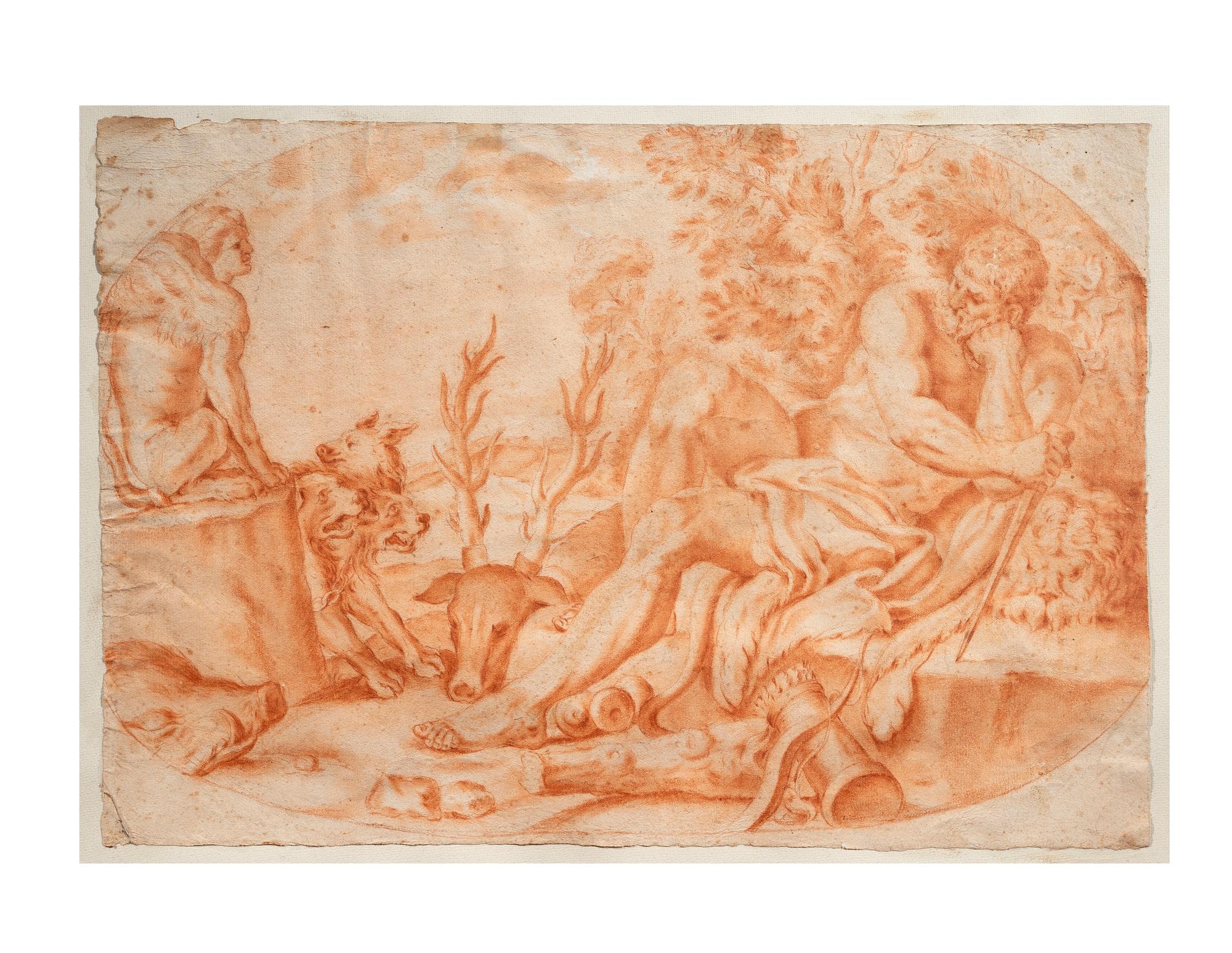 Red Chalk Drawing, 17th Century Italian School In Excellent Condition For Sale In Firenze, IT