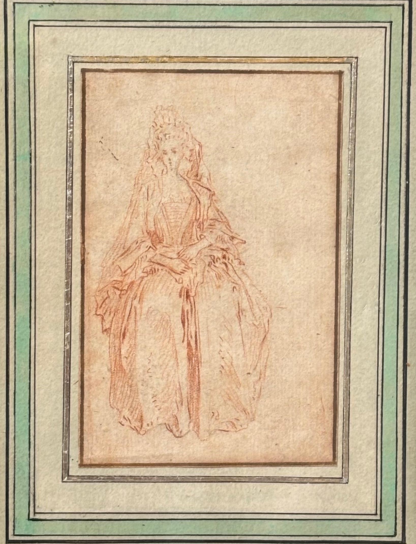 Diese bezaubernde Zeichnung ist eine Vorstudie für die größere Zeichnung Trois etudes de femme assise, coiffee d'une fontange, die sich im British Museum befindet.

Dieses kleine Schmuckstück stammt aus der Sammlung von Brooke Astor in der 778 Park