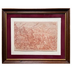 Red chalk Old Master Sketch of a Battle Scene after Maarten van Heemskerck