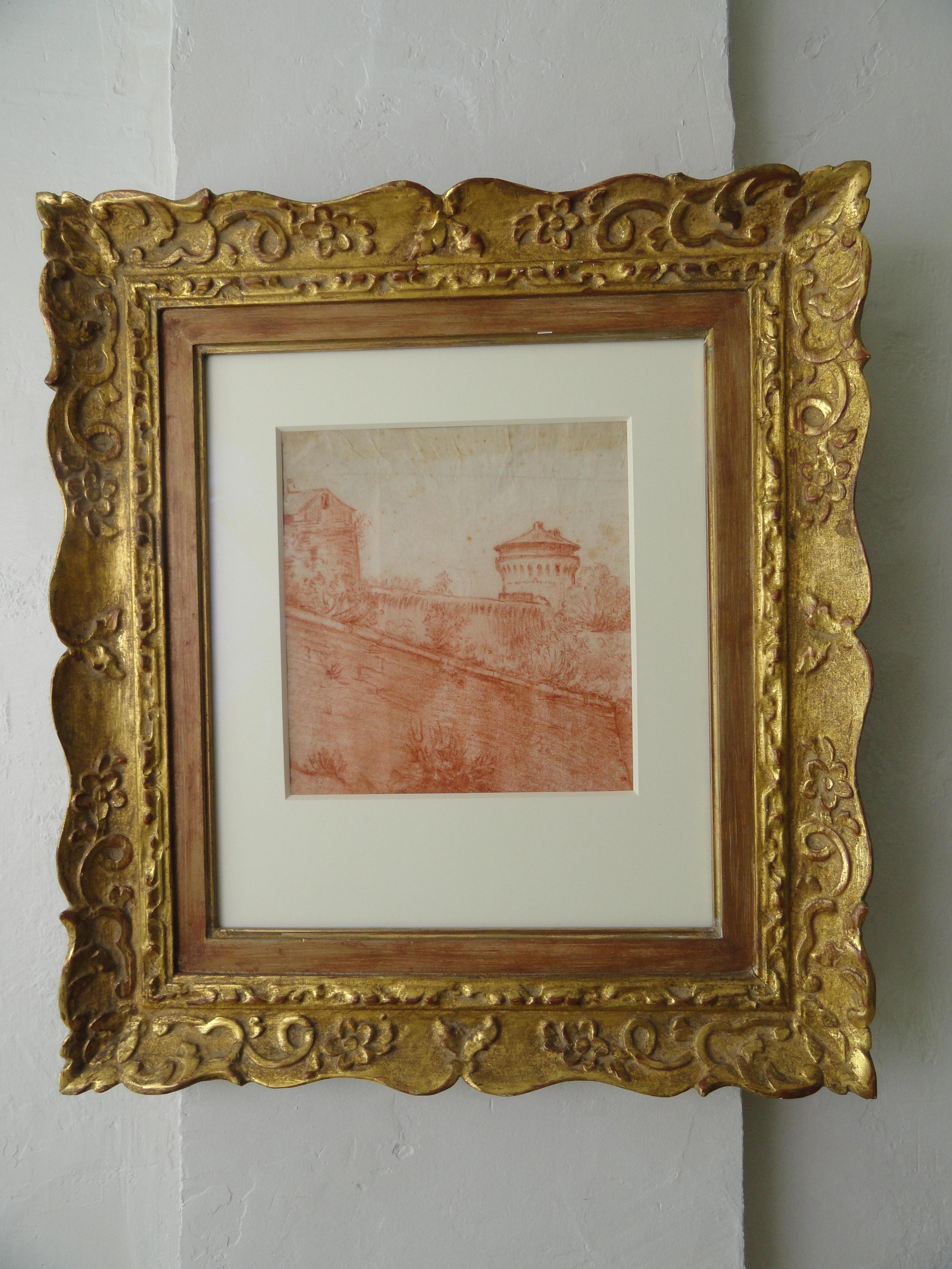 Paper Red Chalk Pastoral Scene, Late 18th Century For Sale