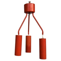 Red Chandelier Light with 3 Lights, 80s