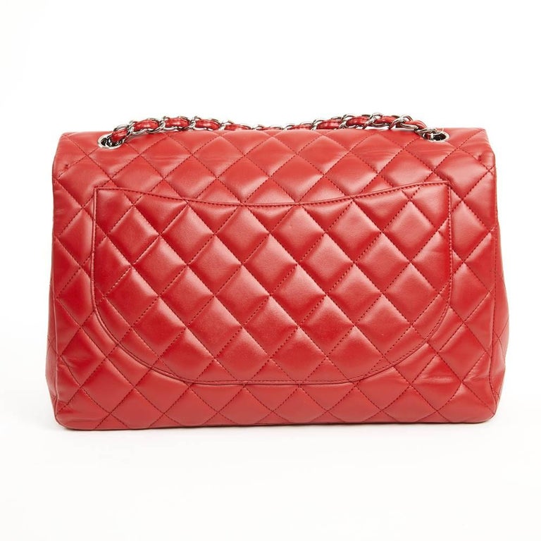 Red Chanel Jumbo Single Flap Bag For Sale at 1stDibs