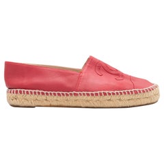 Red Chanel Leather CC Espadrille Flats Size 39