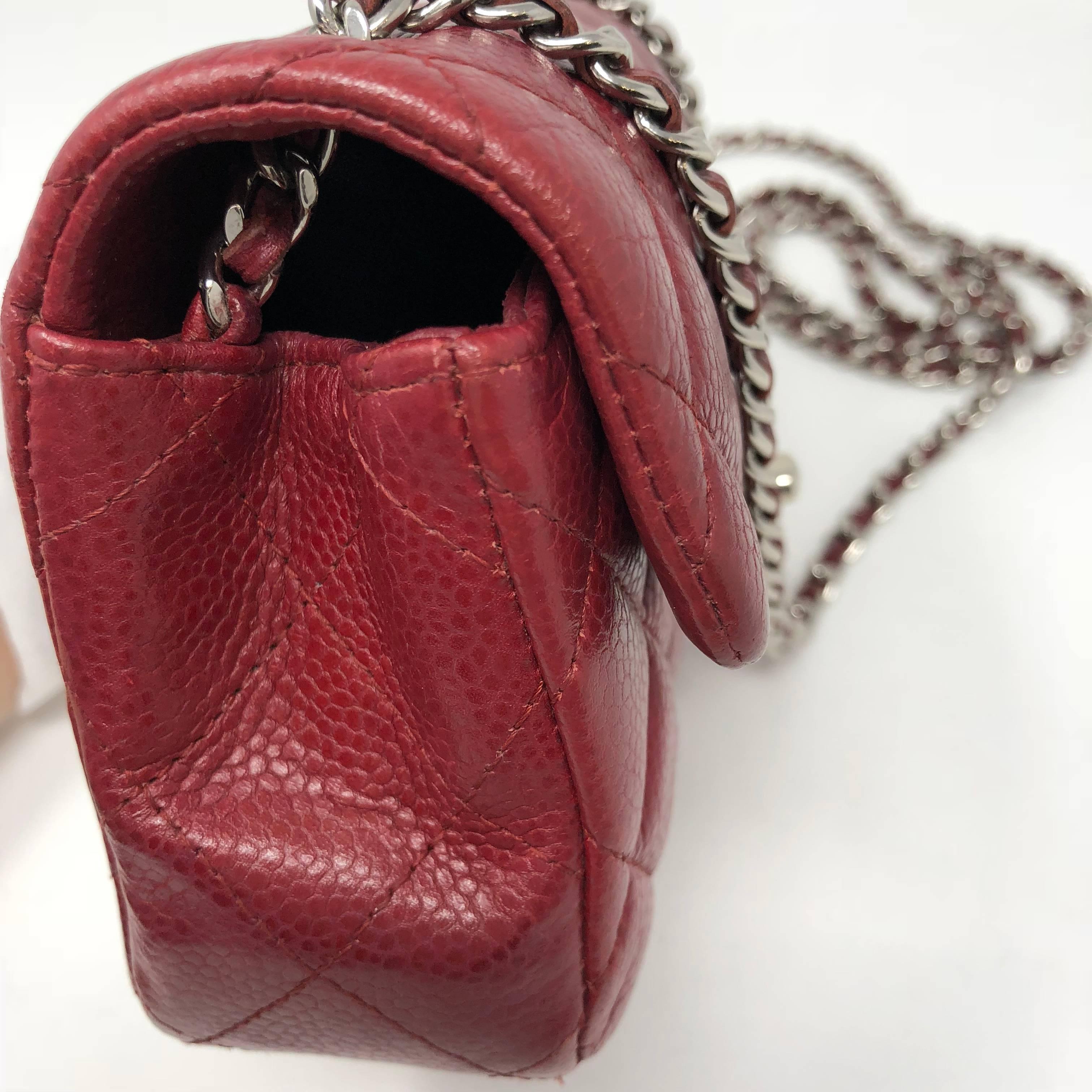 Brown Red Chanel Mini Mini Leather Crossbody Bag