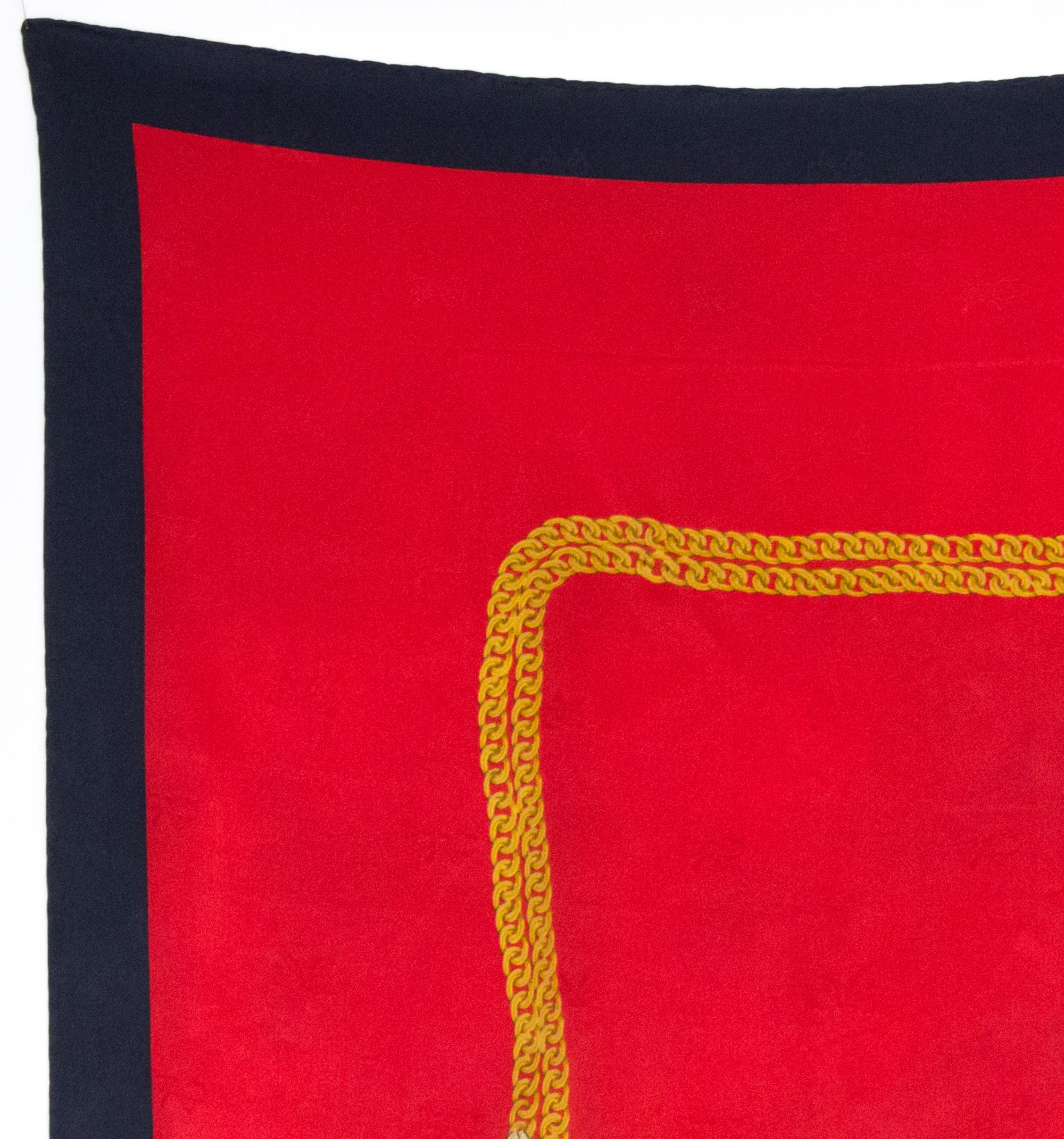 Red Chanel Silk Scarf In Good Condition For Sale In Paris, FR