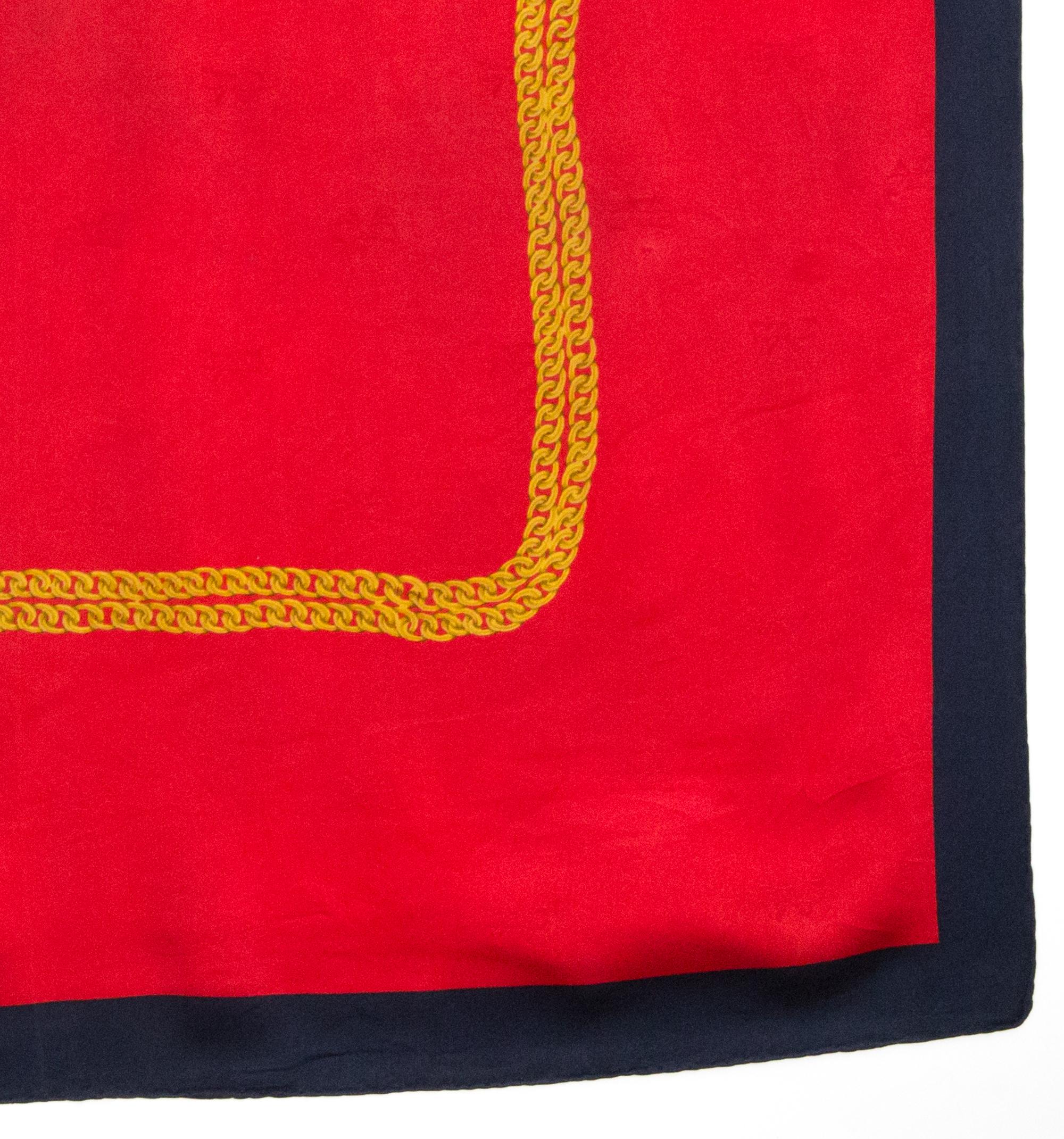 Red Chanel Silk Scarf For Sale 2