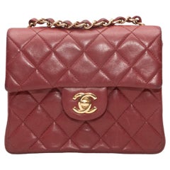 Red Chanel Square Mini Flap Bag