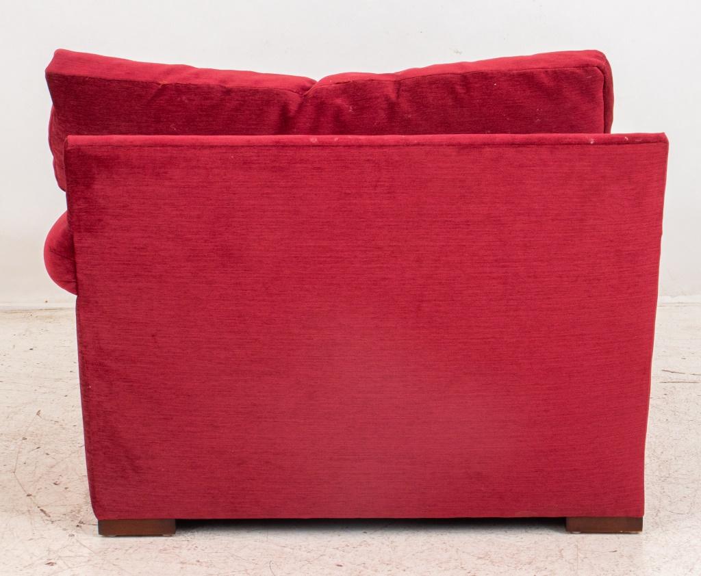 American Classical Red Chenille Upholstered Chaise Lounge For Sale