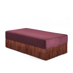 Red Cherry With Mix Colors Fringes Rectangular Bench