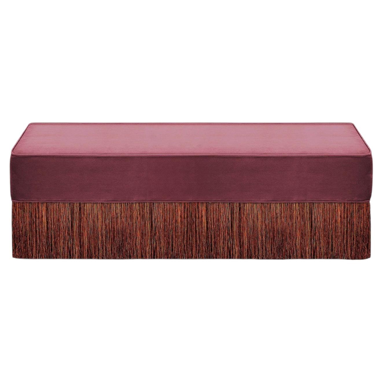 Red Cherry With Mix Colors Fringes Rectangular Bench For Sale