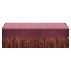 Red Cherry With Mix Colors Fringes Rectangular Bench